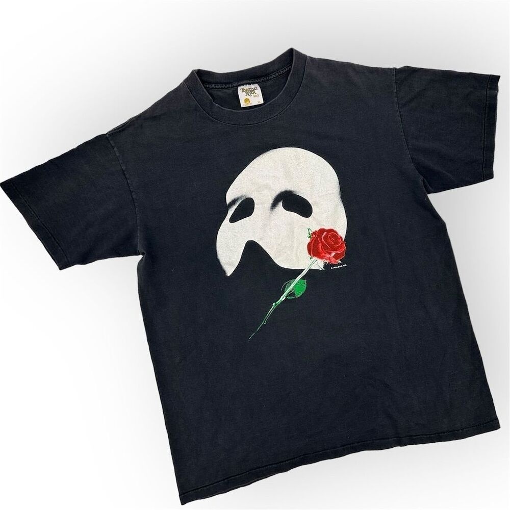 Vintage 1986 Phantom of the Opera T-Shirt Black XL Graphic Kanye Yeezy